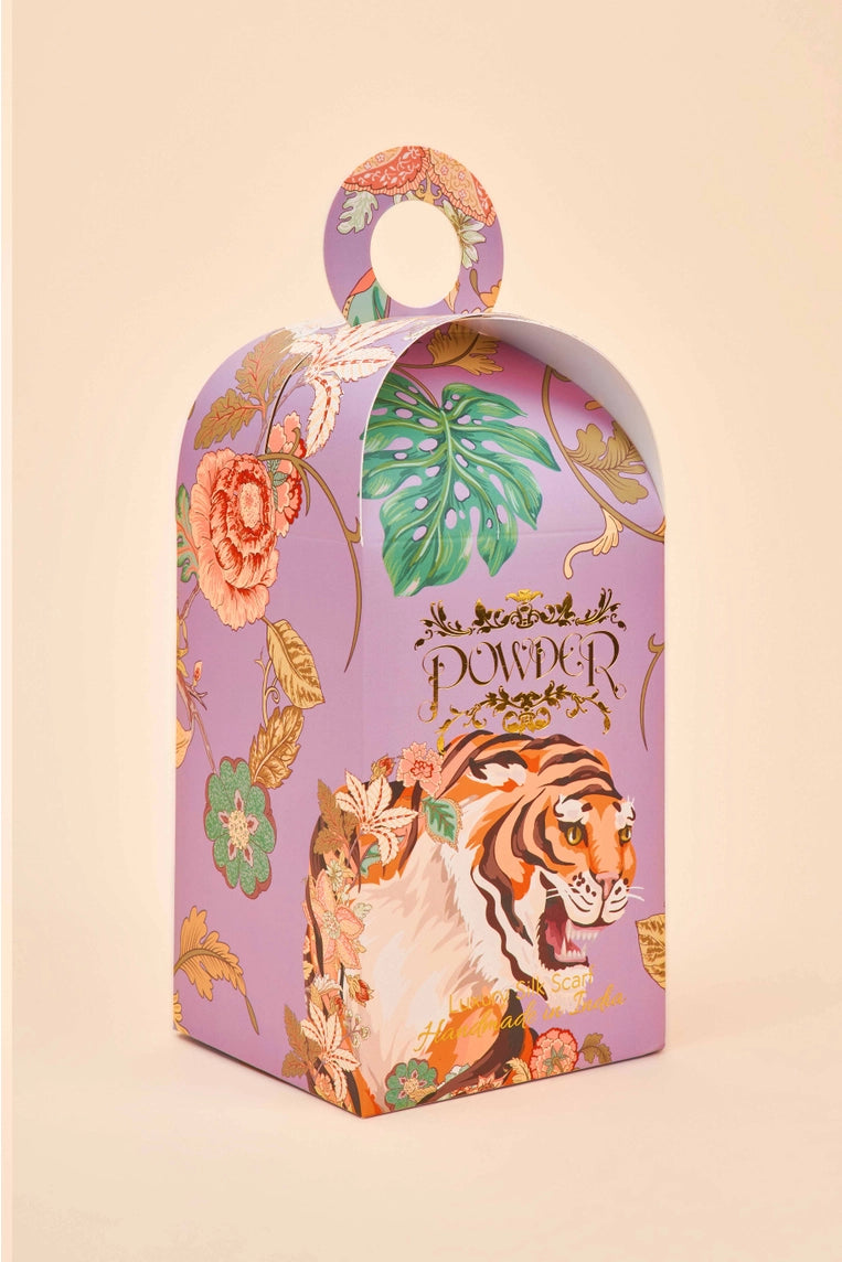 Prancing Tiger in Lilac Silk Square