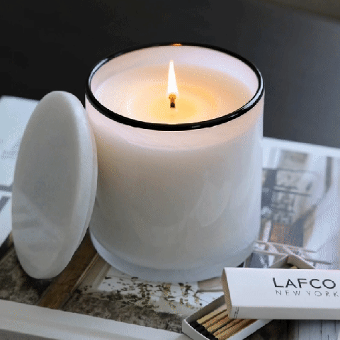 Signature Candle Lid-White Polished Marble