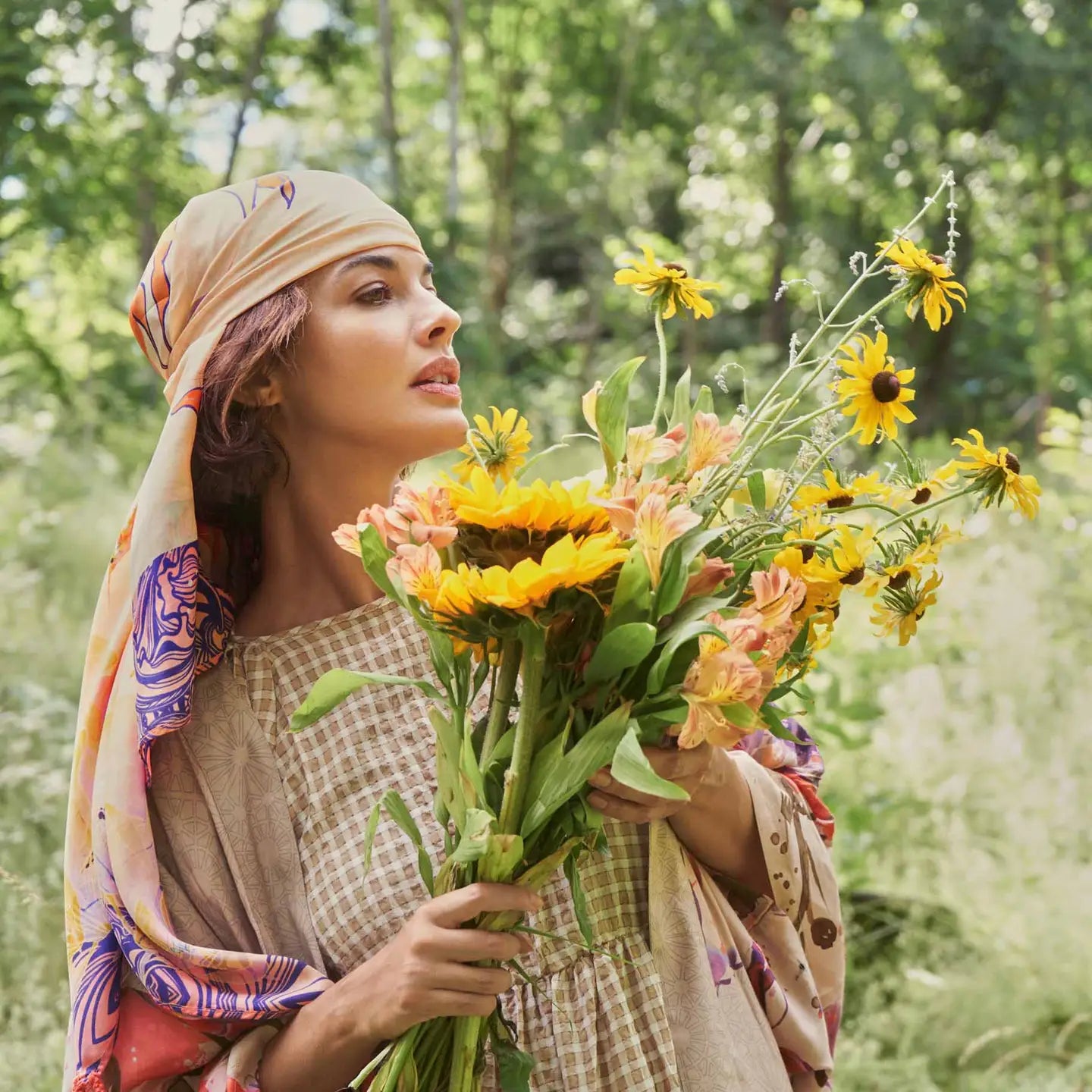 Tasseled Silk Tropical Hummingbird Scarf