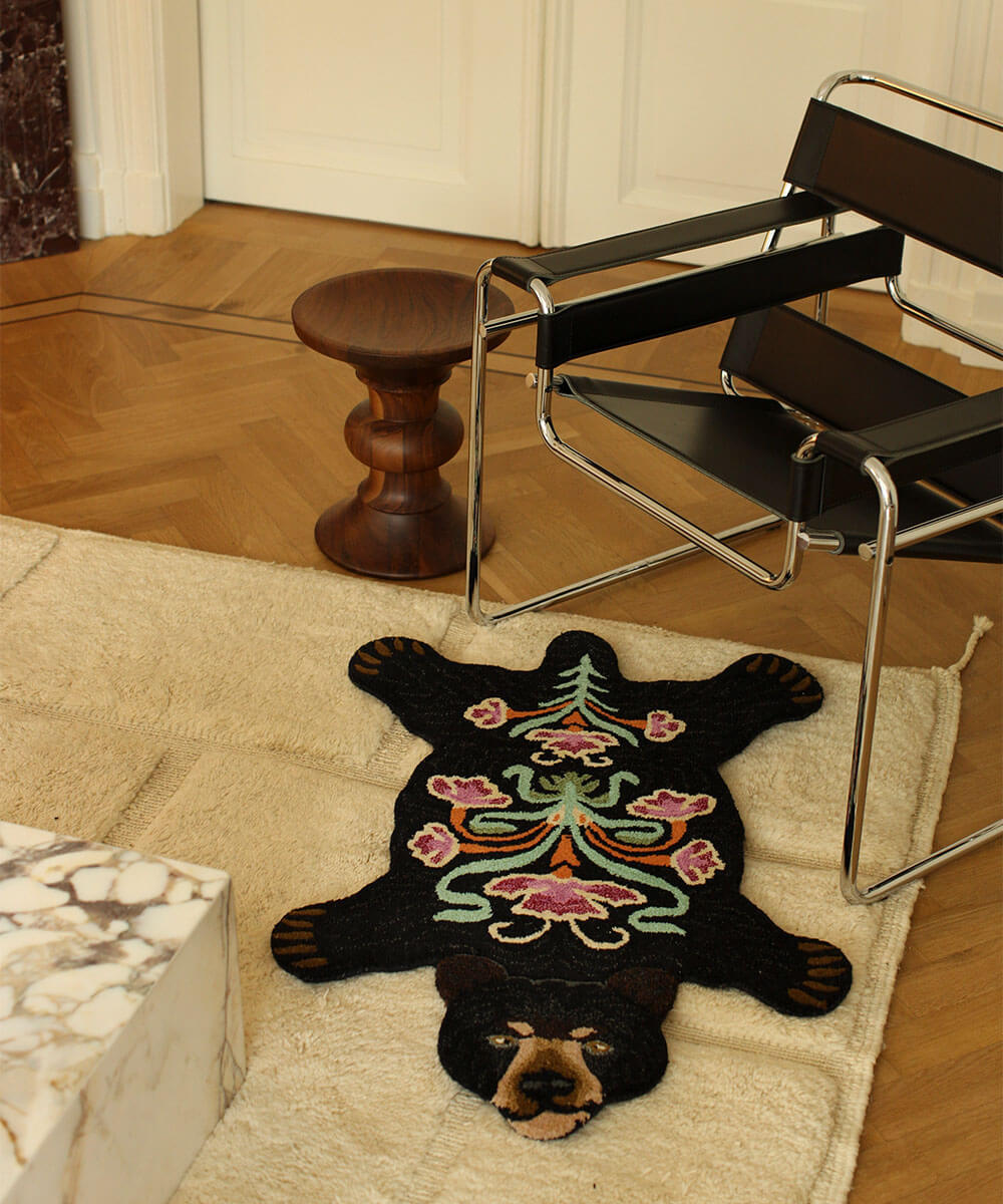 Blooming Black Bear Rug