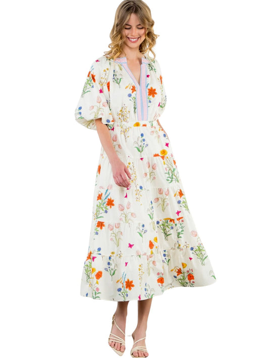 Puff Sleeve Floral Maxi Dress