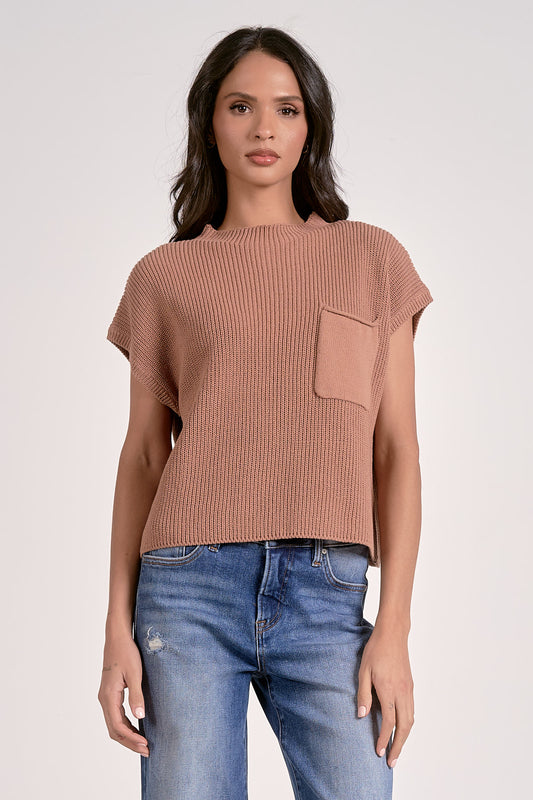 Elan Capsleeve Crew Neck Sweater Mauve