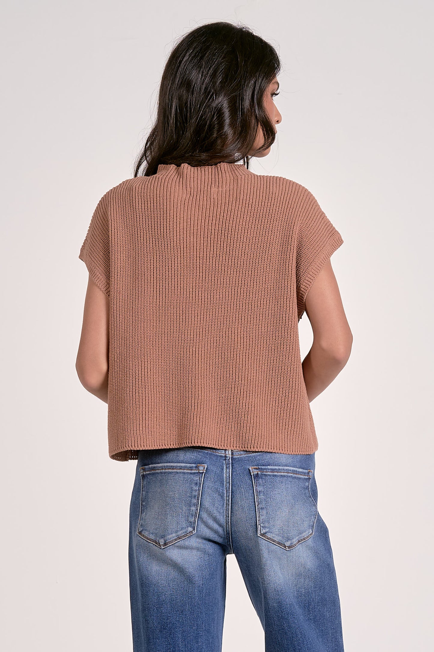 Elan Capsleeve Crew Neck Sweater Mauve