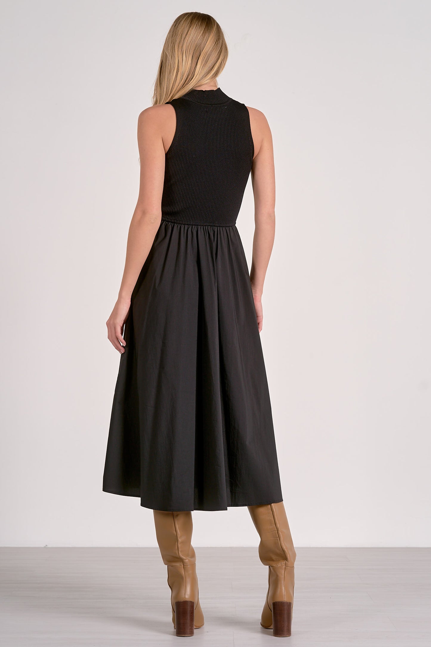 Elan Black Sleeveless Mock Turtleneck Dress