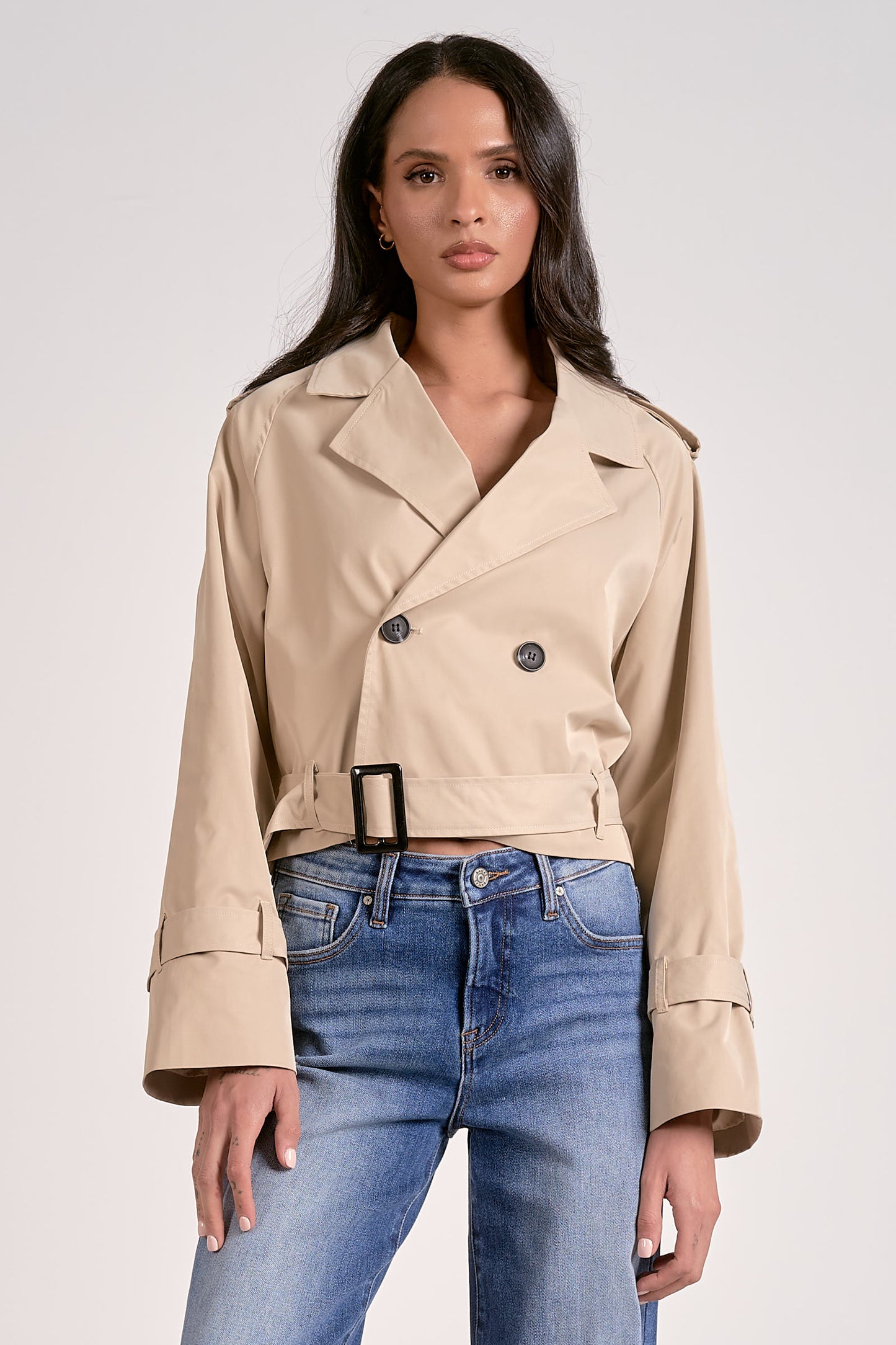Elan Trench Crop Jacket Natural