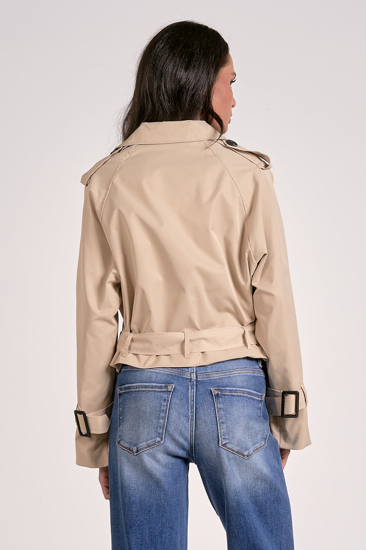 Elan Trench Crop Jacket Natural