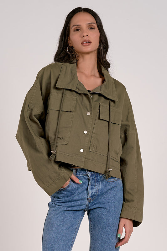 Cropped Trench Jacket One Size