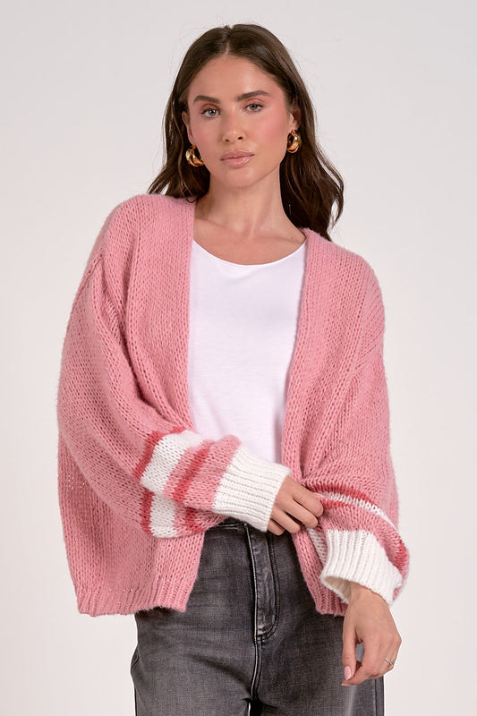 Pink Loose-knit Cardigan