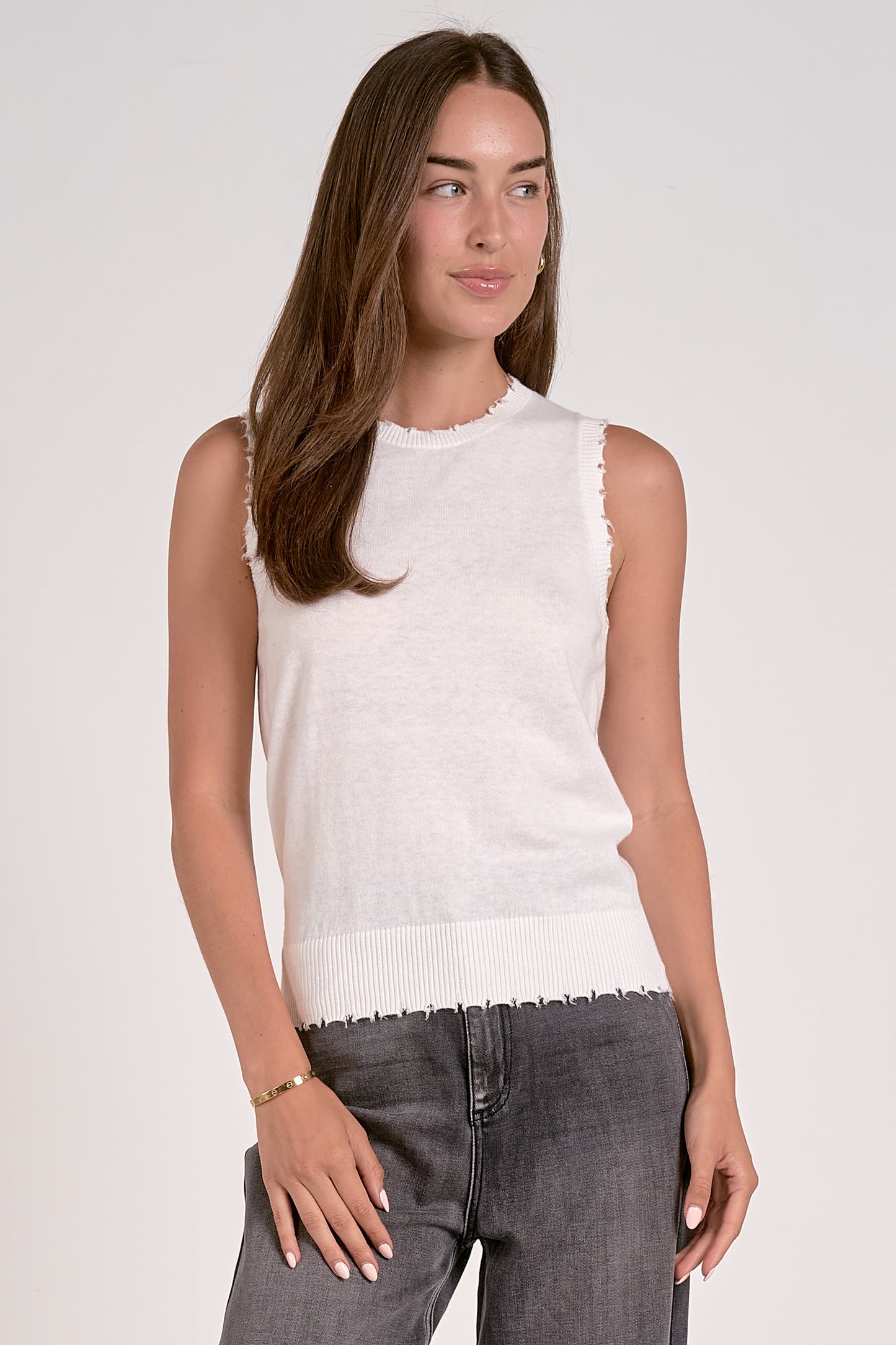 Sleeveless Distressed Top