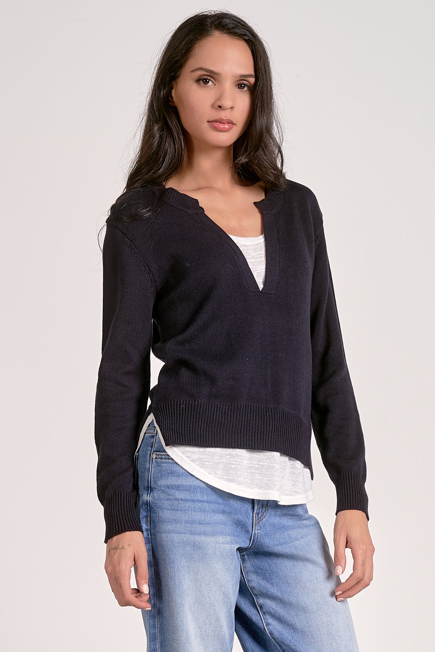 Layered Two-For One Knit Top