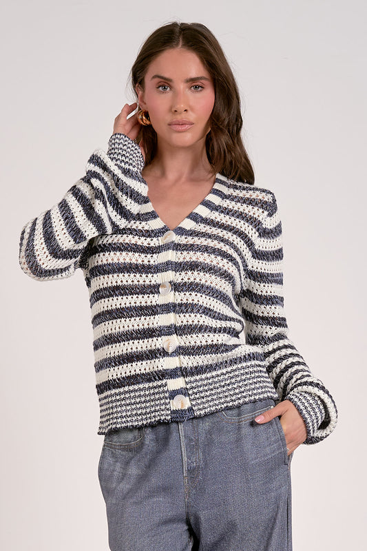 Nautical Striped Cardigan Sweater