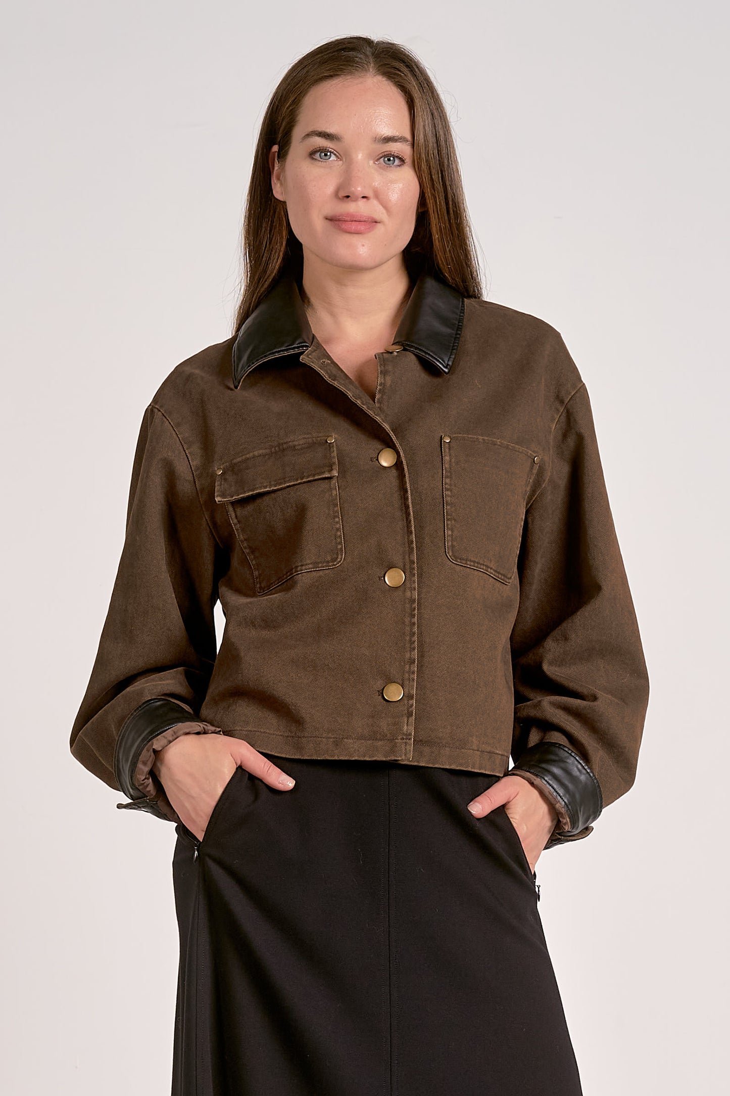 Elan Barn CoatJacket w/Leather Trim