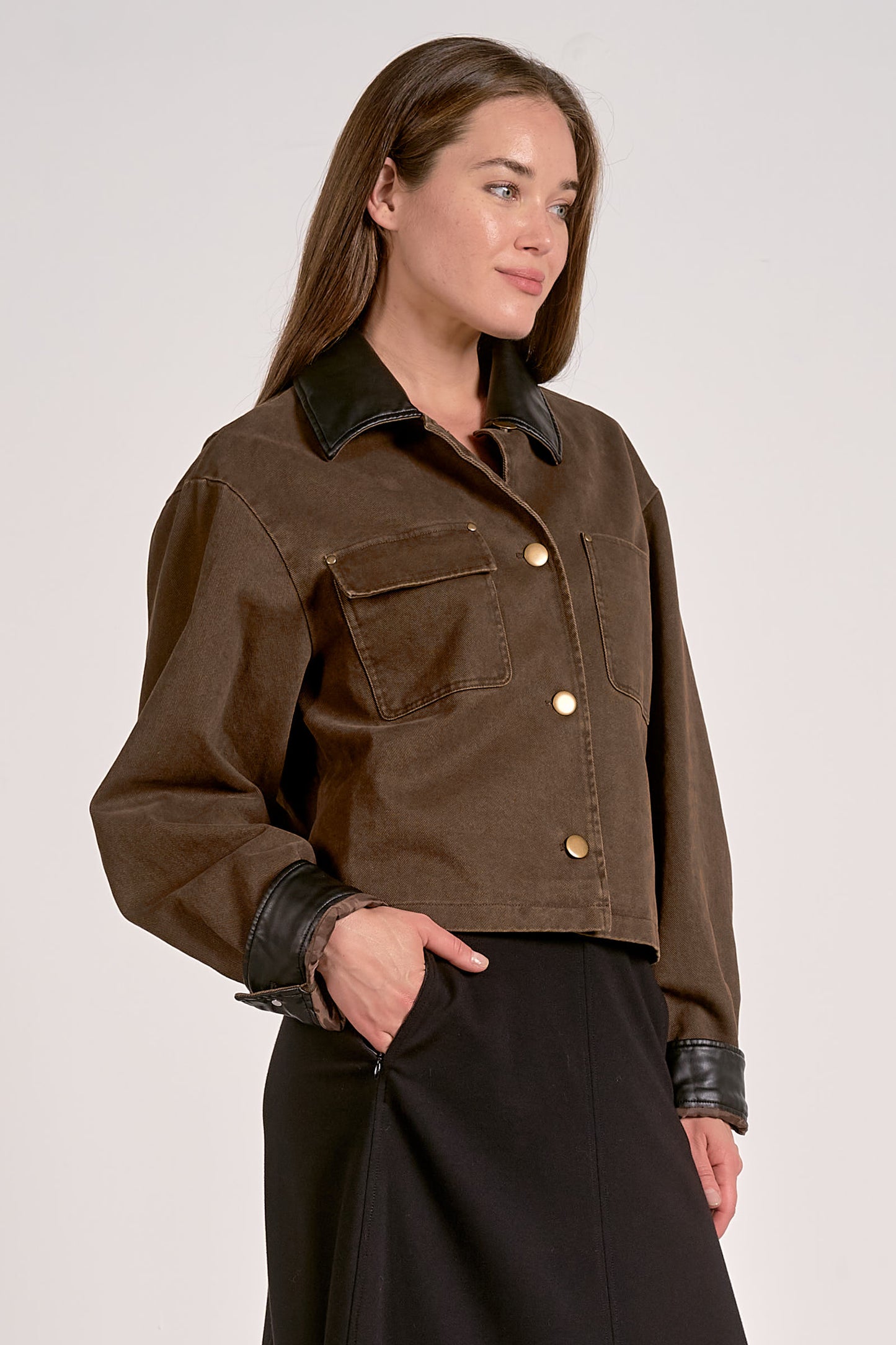 Elan Barn CoatJacket w/Leather Trim