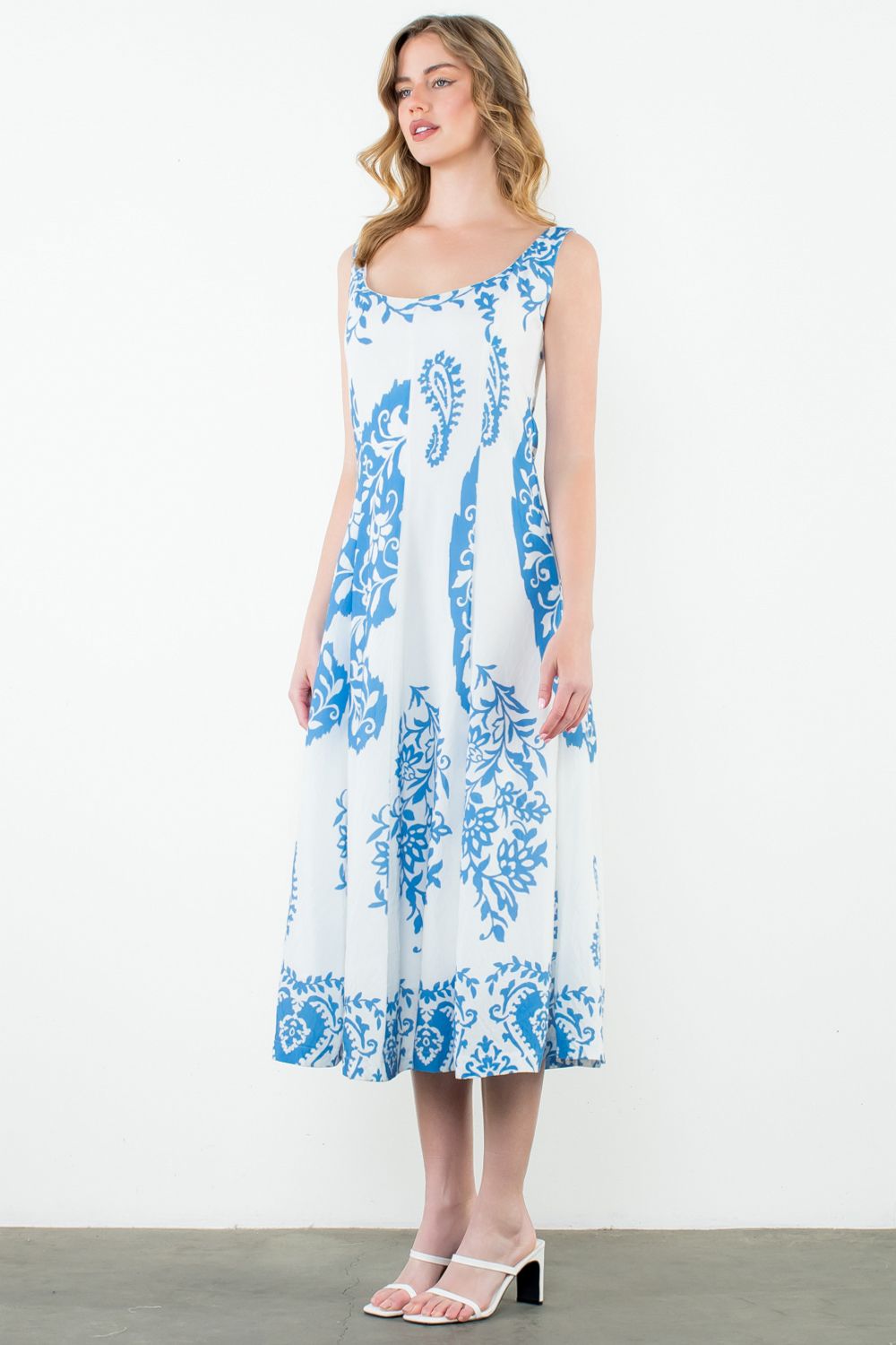 Nantucket Blue Print Midi Dress