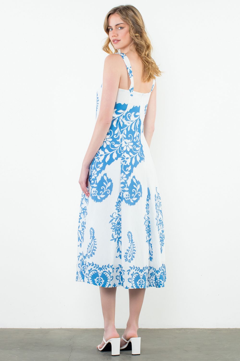 Nantucket Blue Print Midi Dress