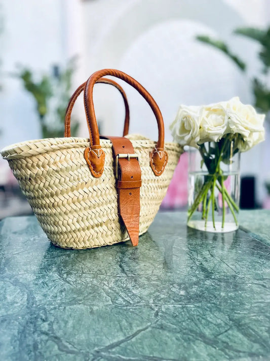 Mini Straw Bags Leather | Beach bag | French Market Bag