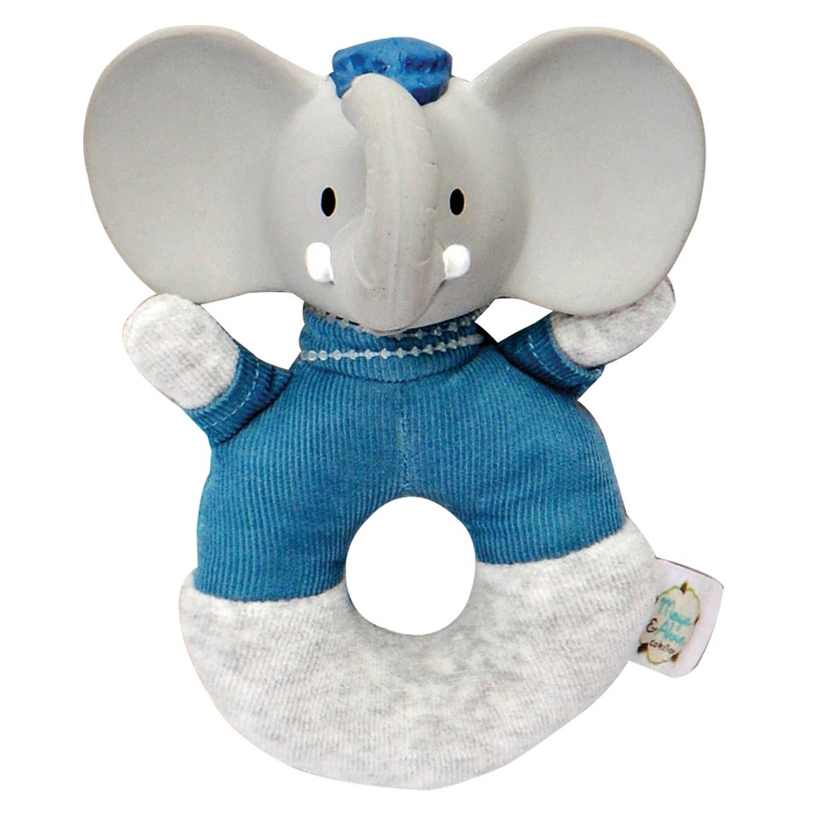 Alvin the Elephant Soft Rattle w/Natural Organic Rubber Head