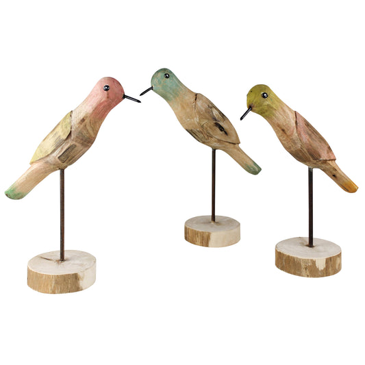 Wood Carved Parakeets - Various colors