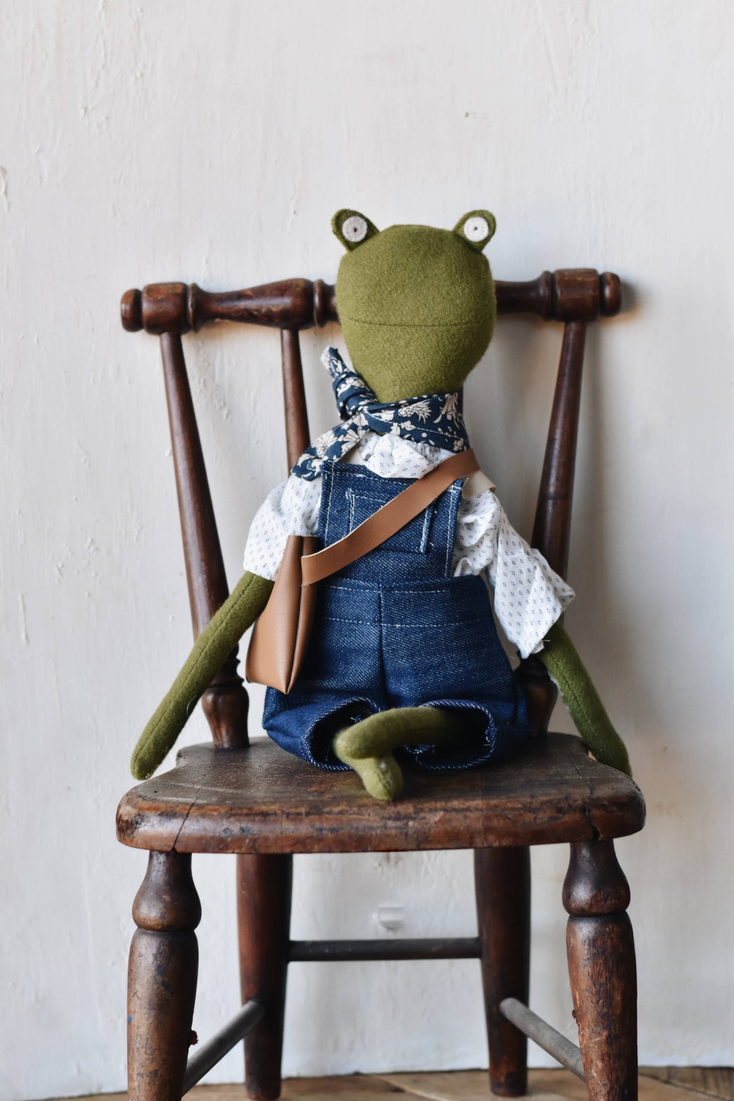 Fern the Frog doll-  Denim overalls